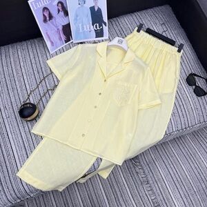 Loewe short-sleeved shirt plus elastic-waist wide-leg pants set
